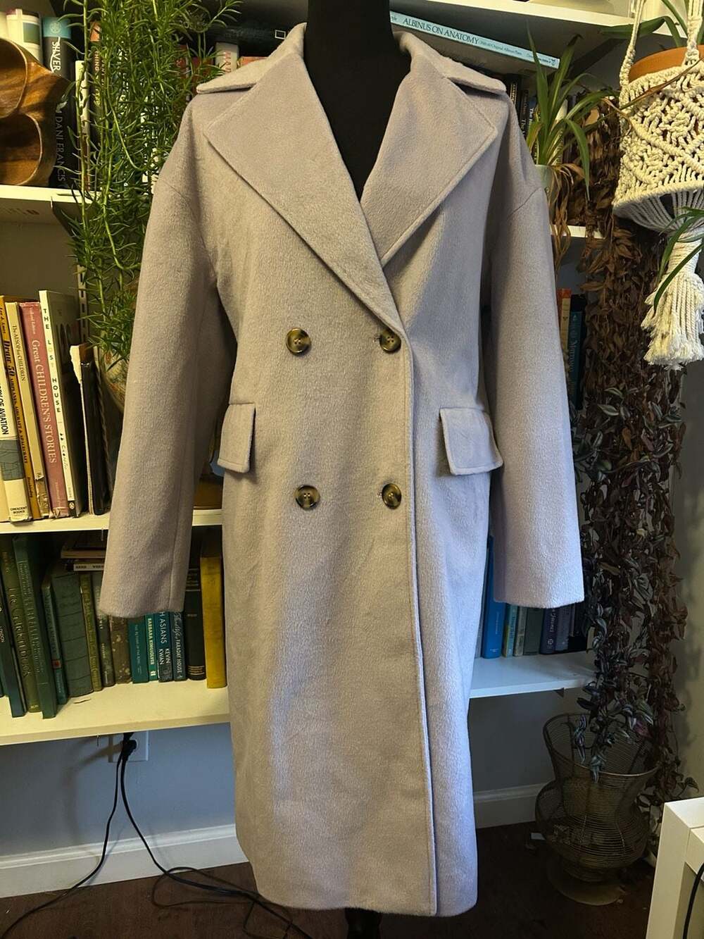 Nine West Double Breasted Wool Coat Light Purple